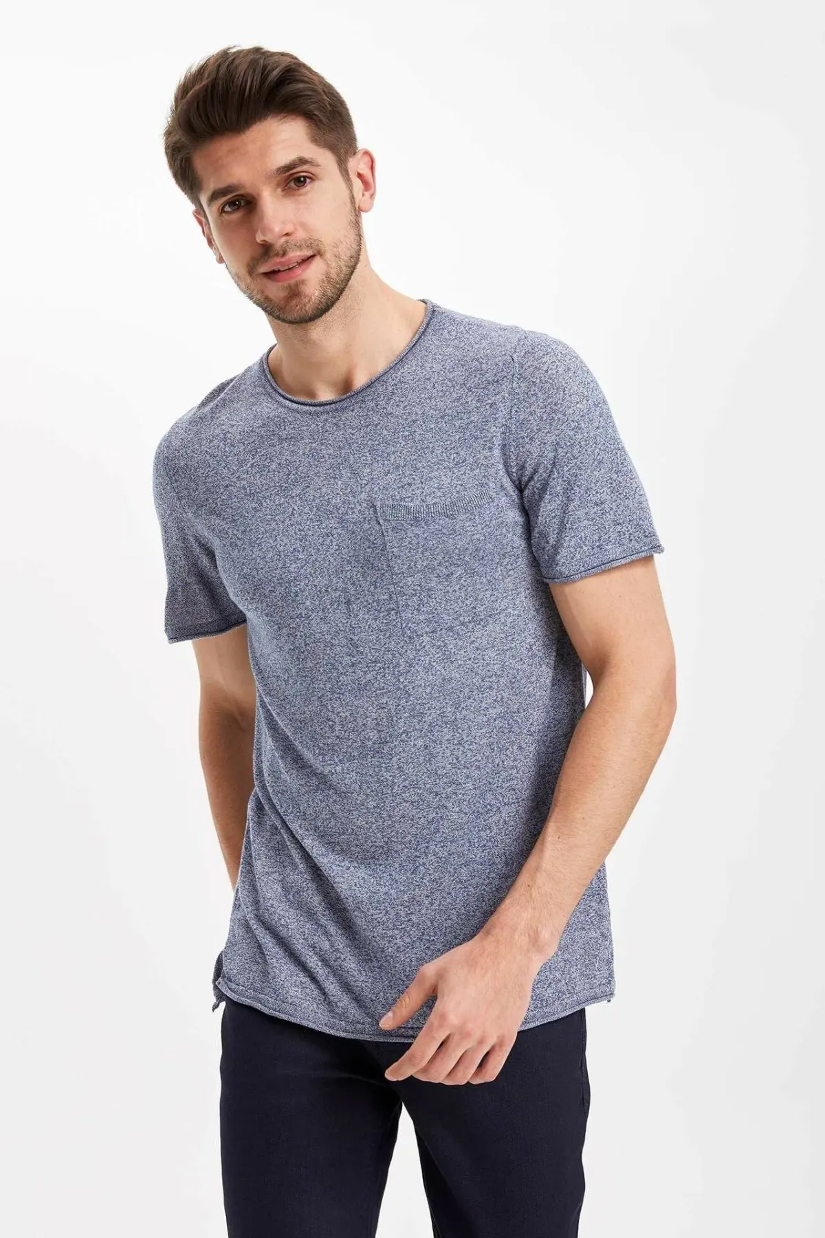 

DeFacto Summer Casual Men Cotton Top Tees Shirt Short Sleeve Light Color Male Loose Breathable Shirts-I5901AZ18SM