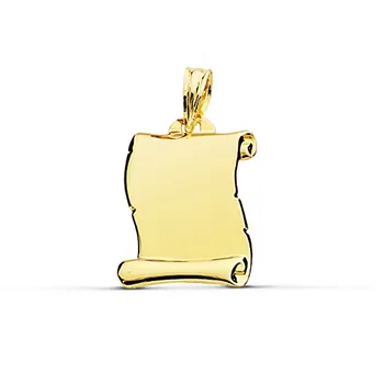 

Pendant 9k gold parchment 20mm. Smooth light details edges