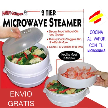 

MICROWAVE STEAMER steamed cooking with your MICROWAVE 2 levels healthy food fast vegetables meats seafood