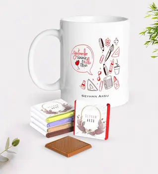 

Personalized Teachers Present-Day Happy White Mug and Chocolate Gift Seti-2