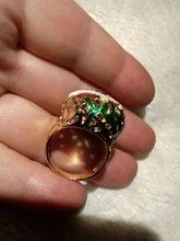 Joyería de estilo Retro dorado para mujer, anillo pintado a mano con aceite, joyería