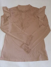 Shirts Simplee Ruffle Khaki Top Knitted-Top Flower Long-Sleeve Winter Fashion New Solid