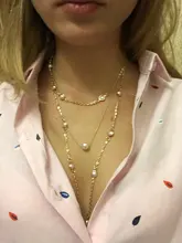 Women Necklaces Jewelry Clavicle-Chain Multilayer Pearl Glamour Gold Wedding-Party Fashion