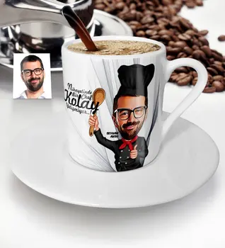 

Personalized Mr Master Chef Cartoon Turkish coffee Cup-3