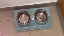 Double Dog Cat Stainless Steel Bowls Splash-proof Pet Food Water Feeder For Dog Puppy