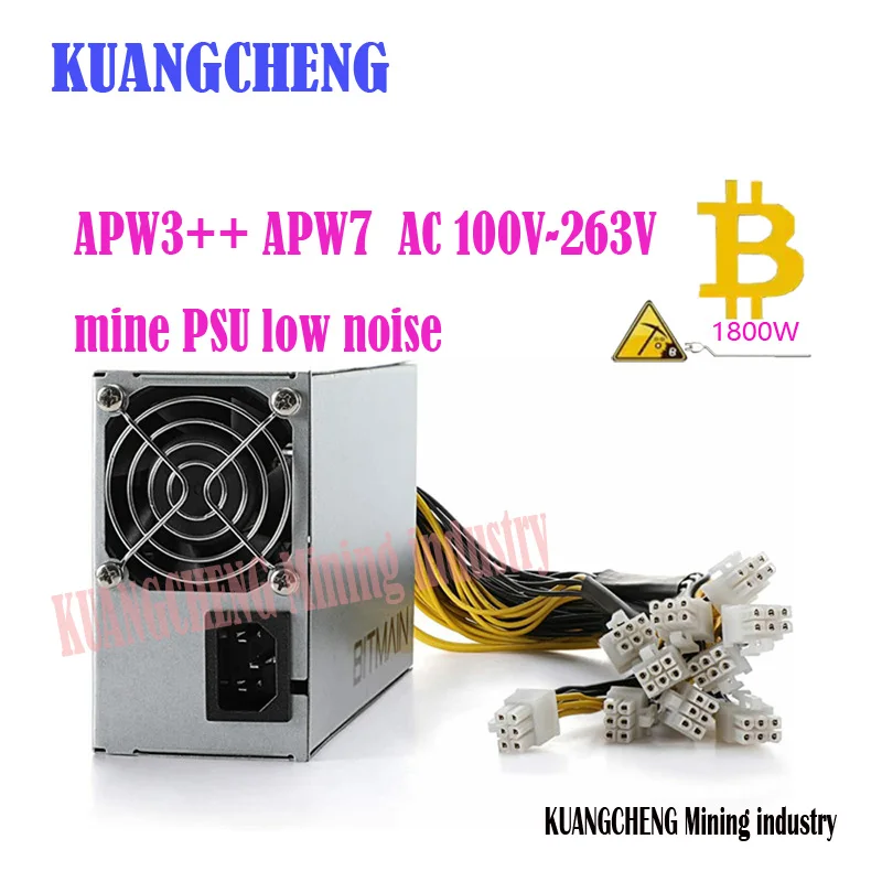 Bitmain Apw7 1800W Mining Power Supply Rig Antminer A6/A7/S9/R4/S7/E9 1800W Psu 6 Pin Antminer Psu Miner Apw3 Apw7