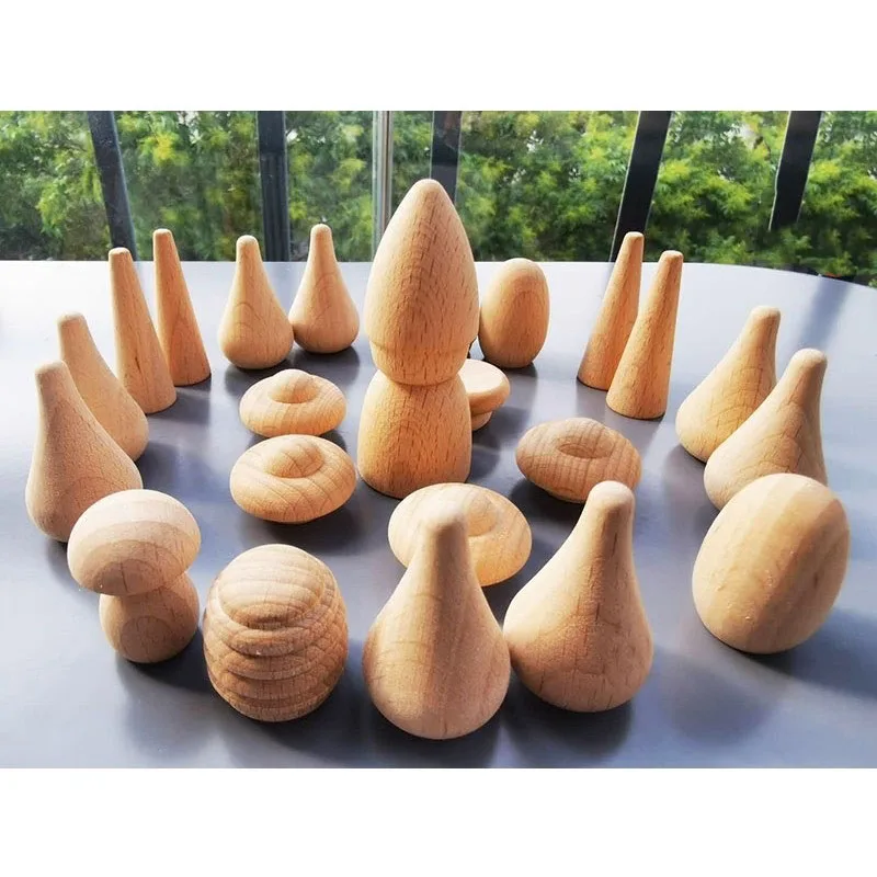 Uds pintura hecha a mano de madera de haya muñecas suelto/Pintura de DIY de madera panal de hongos conos gotas bellotas juguete creativo