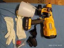 DEKO-PISTOLA DE PULVERIZACIÓN inalámbrica, pulverizador de pintura doméstico HVLP de 800ml, 3 tamaños de boquilla, batería de ion de litio de 20V CC de alta potencia, DKSG20K2