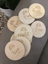 Mordedor de madera para bebé, 14 Uds., tarjeta de cumpleaños para recién nacido, meses de nacimiento, accesorios de fotografía para niños, juguete DIY