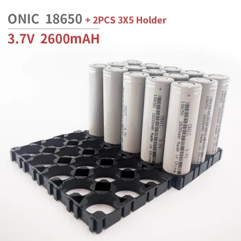 

ONIC 15pcs 18650 2600mAh 3.7V with Holder (3x5, 2Pcs) Rechargeable Battery Li-Ion Battery Replacement VTC18650 100% Original