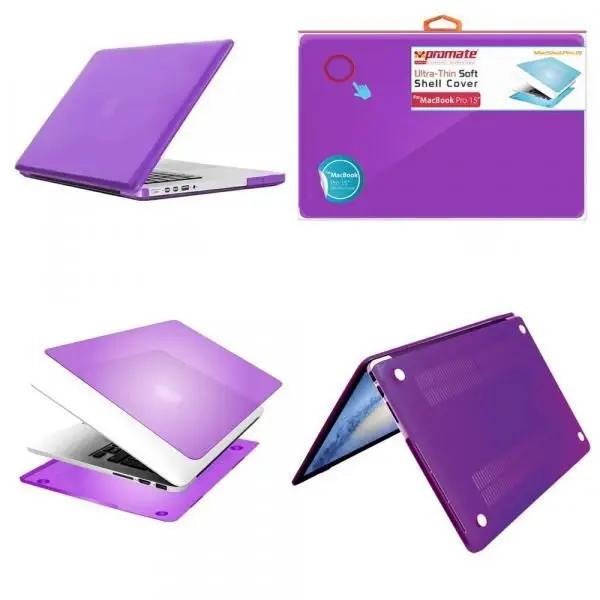 Чехол совместим с MacBook Pro 15&quot PROMATE MacShell-Pro15 фиолетовый |