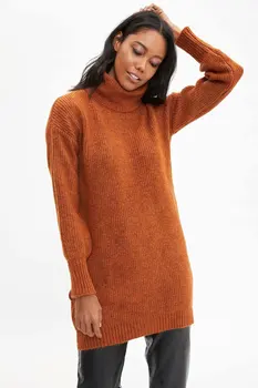 

DeFacto Woman Long Knitted Pullovers Women Casual Solid Color Sweaters Female Long Sleeve Tricot Tunic-N7086AZ19CW