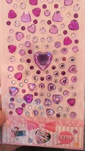 1 hoja de calcomanía en forma de corazón para niños, diamantes de imitación, cuentas acrílicas, libro de recortes, decoración de notas, juguete artesanal