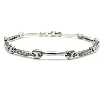 

Bracelet 18k white gold 19cm. Hawser zircons bars [AA1763]