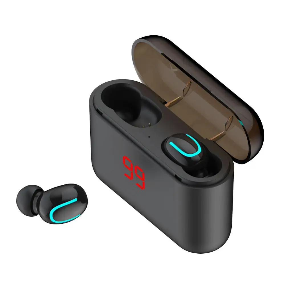 Черный u образный с цифровым дисплеем HBQ Q32 TWS Bluetooth беспроводные наушники