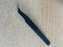 Pinza de mano de 1,0 MM para decoración de uñas, herramienta de selección de Gel acrílico para decoración de gemas, diamantes de imitación, pinzas negras para pestañas, 1 unidad