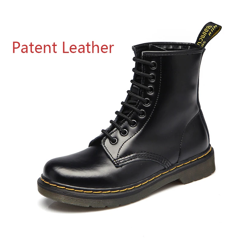 Patent leather-PU Aneikeh/женские ботильоны; женская обувь; коллекция года; сезон весна-осень; обувь из натуральной кожи на шнуровке; обувь в стиле панк; большие размеры 43-44; сапоги для верховой езды - Цвет: Patent leather-PU