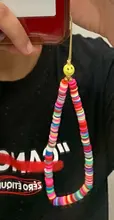 Go2Boho-cadena para la muñeca para mujer, soporte para teléfono, cadenas telefónicas de playa, correa de fruta, arcilla polimérica colorida, cordón de cuentas Heishi