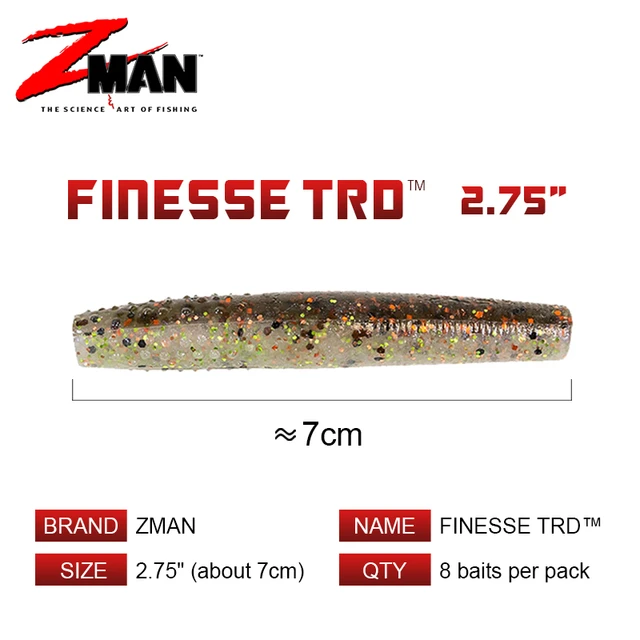 ZMAN FINESSE TRD Fishing Lures 8pcs/bag Soft Baits 70mm 10X Tough ElaZtech  Meterial Saltwater Worm Reusable Packaging - AliExpress