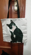 Tote-Bag Fabric Groceries Foldable Cat-Print Traveling Black Personality Women Cute 