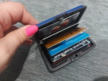 Nuevo Metal tarjeta de crédito nombre de la tarjeta de identificación titular de la caja de la cartera Mini antimagnético resistente al agua titular de las tarjetas de aluminio