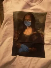 Female Mask Graphic t-Shirt 90s-Tshirt Funny Mona Lisa Vintage Korean Women Top-Tees