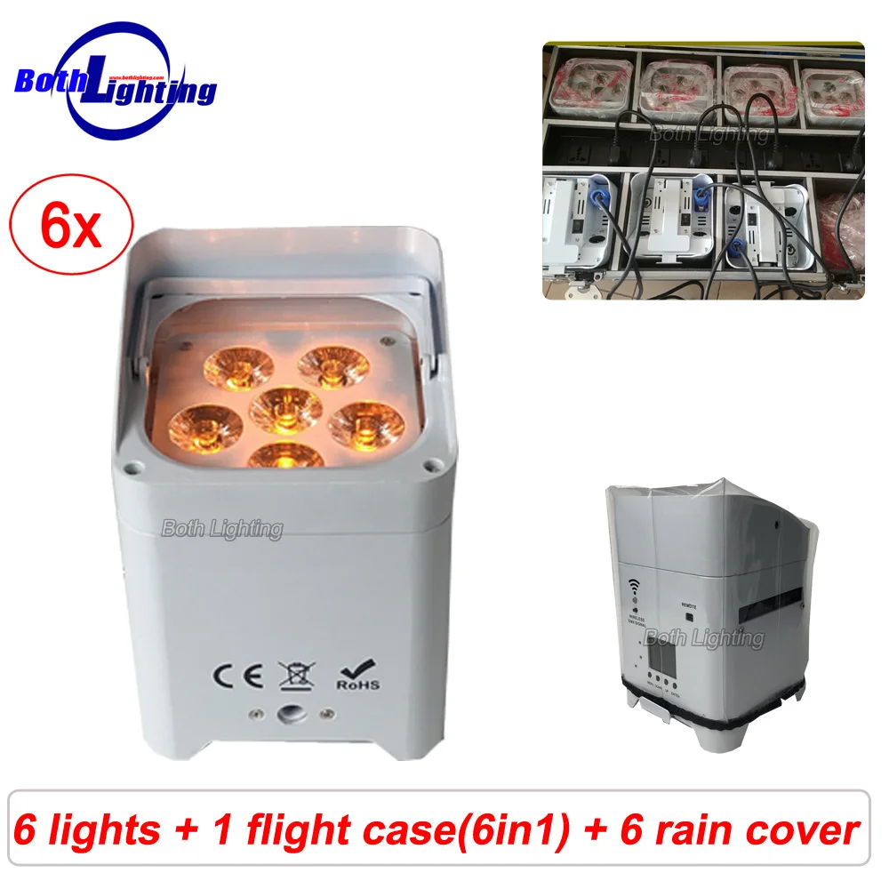 

APP Smart Mobile 6*18W RGBWA+UV 6in1 LED Battery Wireless Remote WiFi Control Uplighting Akku Par dj Uplighting
