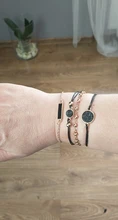 Nuevos Bohemios negro cuerda cadena pulsera para las mujeres aviones de Luna corazón brazalete con dije de cristal de la joyería de Boho