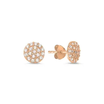 

Angemiel 925 Sterling Silver Zircon Round Earrings-Rose Gold Plated