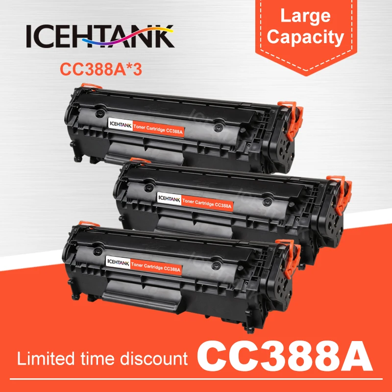 ICEHTANK 3PCS Compatible toner cartridge for HP CC388A 388a 388 88a LaserJet P1007/P1008/P1106/P1108 Pro M1136 M1213nf M1216nf