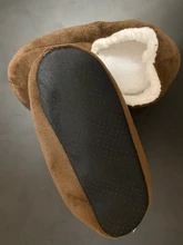 Zapatillas interiores para el hogar de felpa cálida para hombre, Zapatillas de casa de piel, informales, suela suave de ante, para invierno, 2020