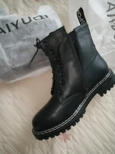 AIYUQI-Botas cortas de cuero genuino para mujer, botines de lana cálidos y antideslizantes, para estudiantes, para invierno, 2021