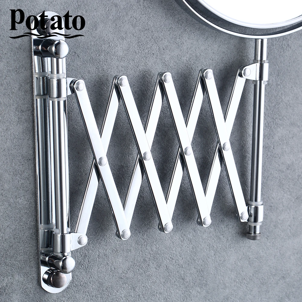 Potato Хромированное круглое Двухстороннее увеличительное зеркало 360 Deg 7X " настенное зеркало косметическое зеркало для макияжа p762-8