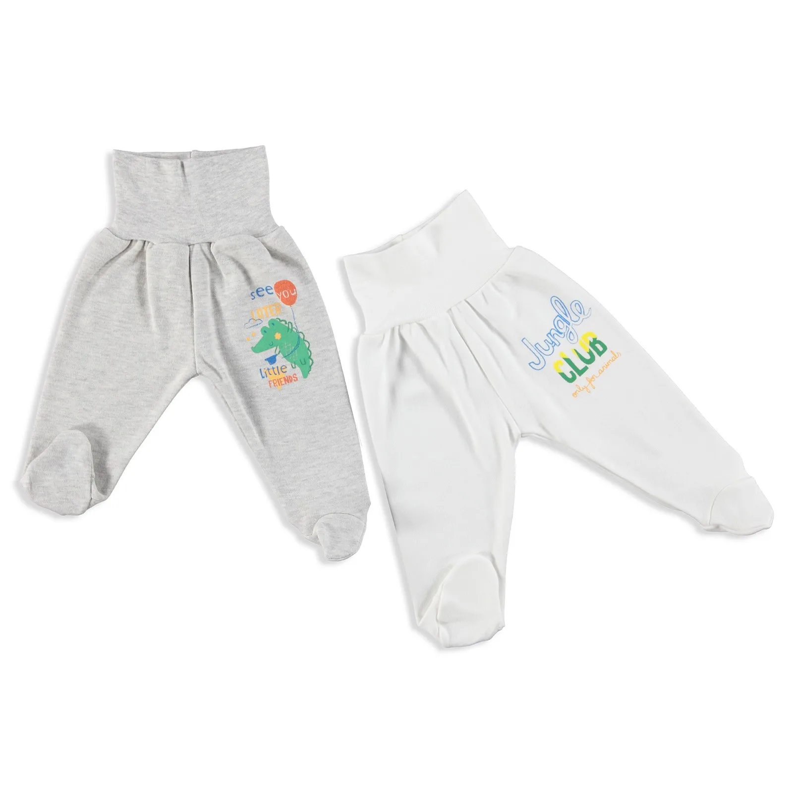 

ebebek HelloBaby Baby Wide Foldable Casual Waist Footed Pants 2 Pack