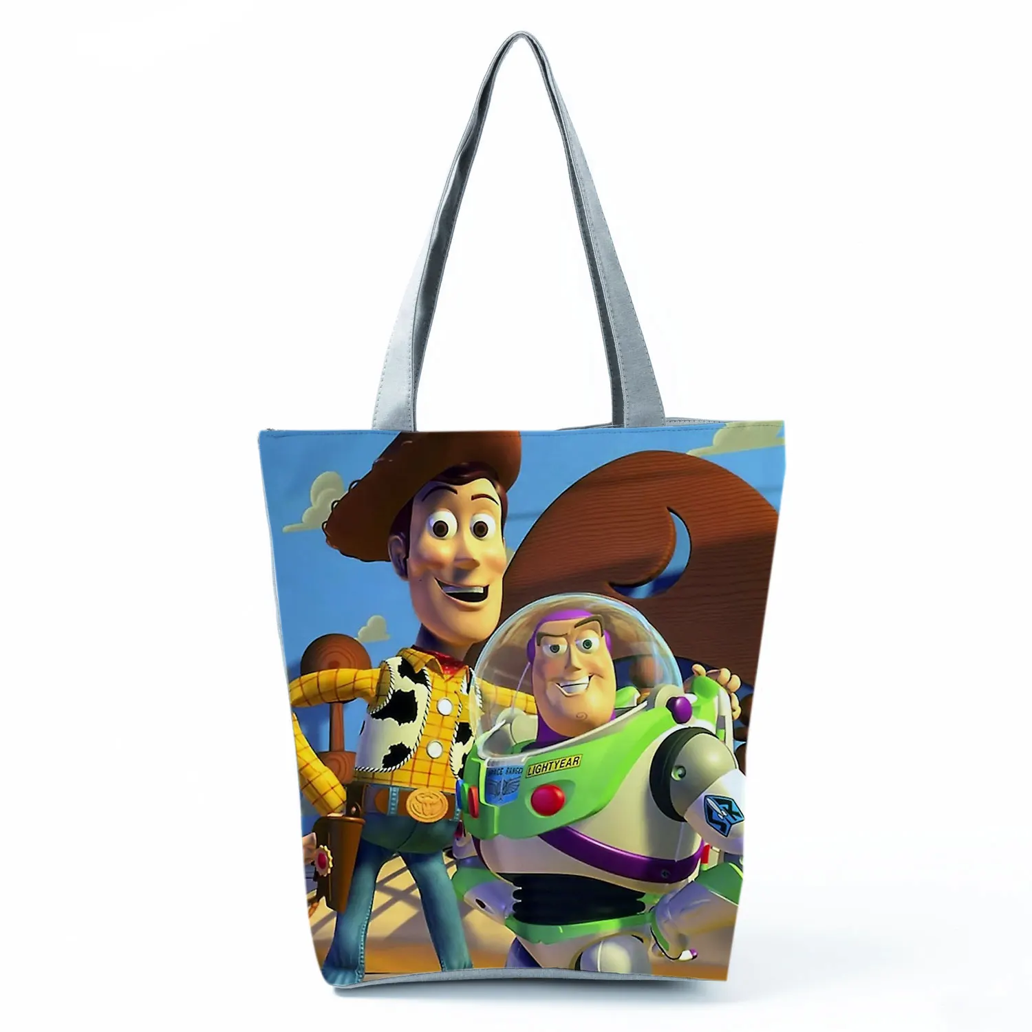 Disney Toy Story Handbags Cartoon Shoulder Bag High Capacity Shoppaing Bag Blue Lady Travel Beach Tote Eco Reusable Storage Bag