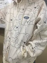 Sudadera con capucha para mujer, de dibujos animados, de oso, primavera y verano, con cremallera, moda coreana, 12345-Lillte