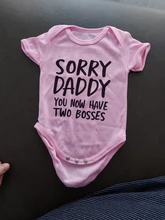 Conjuntos para bebés y niños, ropa rosa de manga corta con estampado de lo siento papá, Monos Blancos, trajes informales