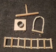 Ladder Playground-Stands Bird-Cage Stand-Play Chew-Toys Parrot Swing Wood Climbing Feeder