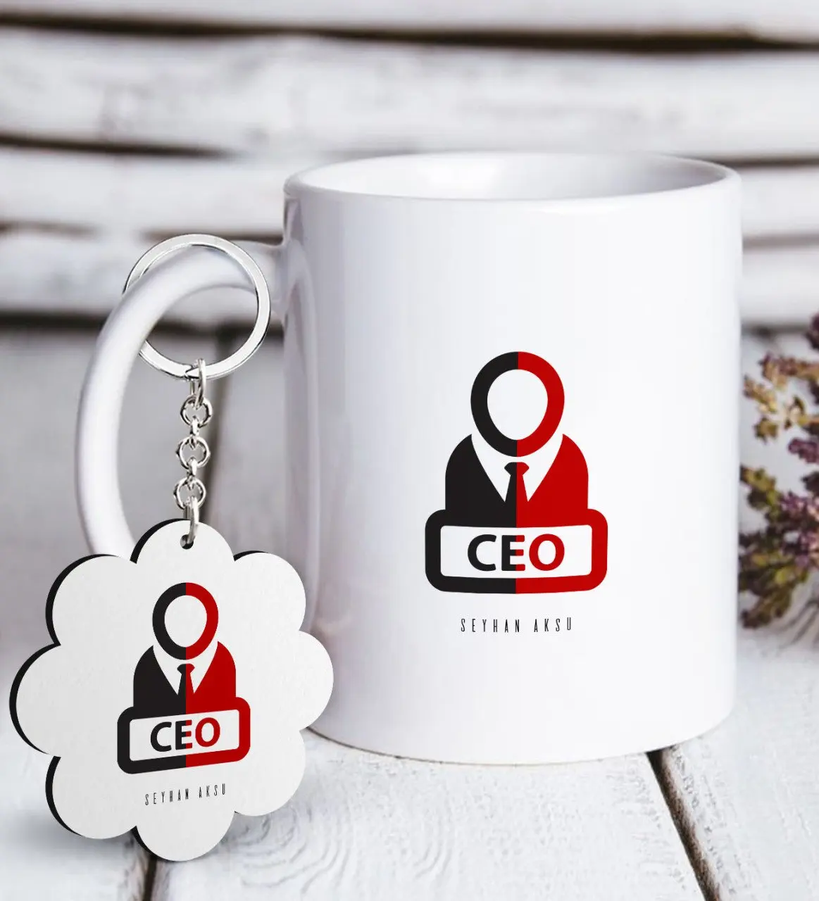 Персонализированные профессиональные CEO белая кружка и брелок подарок Seti-2 |
