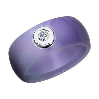 

Ceramic ring with white gold and diamond Sokolov, fashion jewelry, 585, women's male