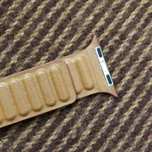 Correa de enlace de cuero para Apple watch, banda de 44mm, 40mm, 38mm, 42mm, pulsera de bucle magnético original, iWatch seires 3, 5, 4, 6 SE