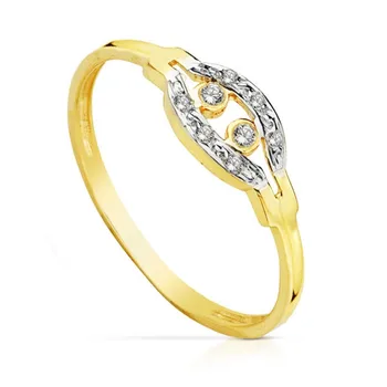 

18k solid gold ring bicolor bands zircons [AB4735]