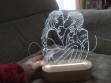 Night-Light Wooden-Base Text-Photo Christmas-Gift Customized Wedding DIY Holiday 