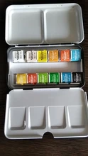 Conjunto de pinturas de acuarela sólidas, pigmento Superior de 12/24/36/48 colores, caja de lata para pintar acuarela, juego suministros arte