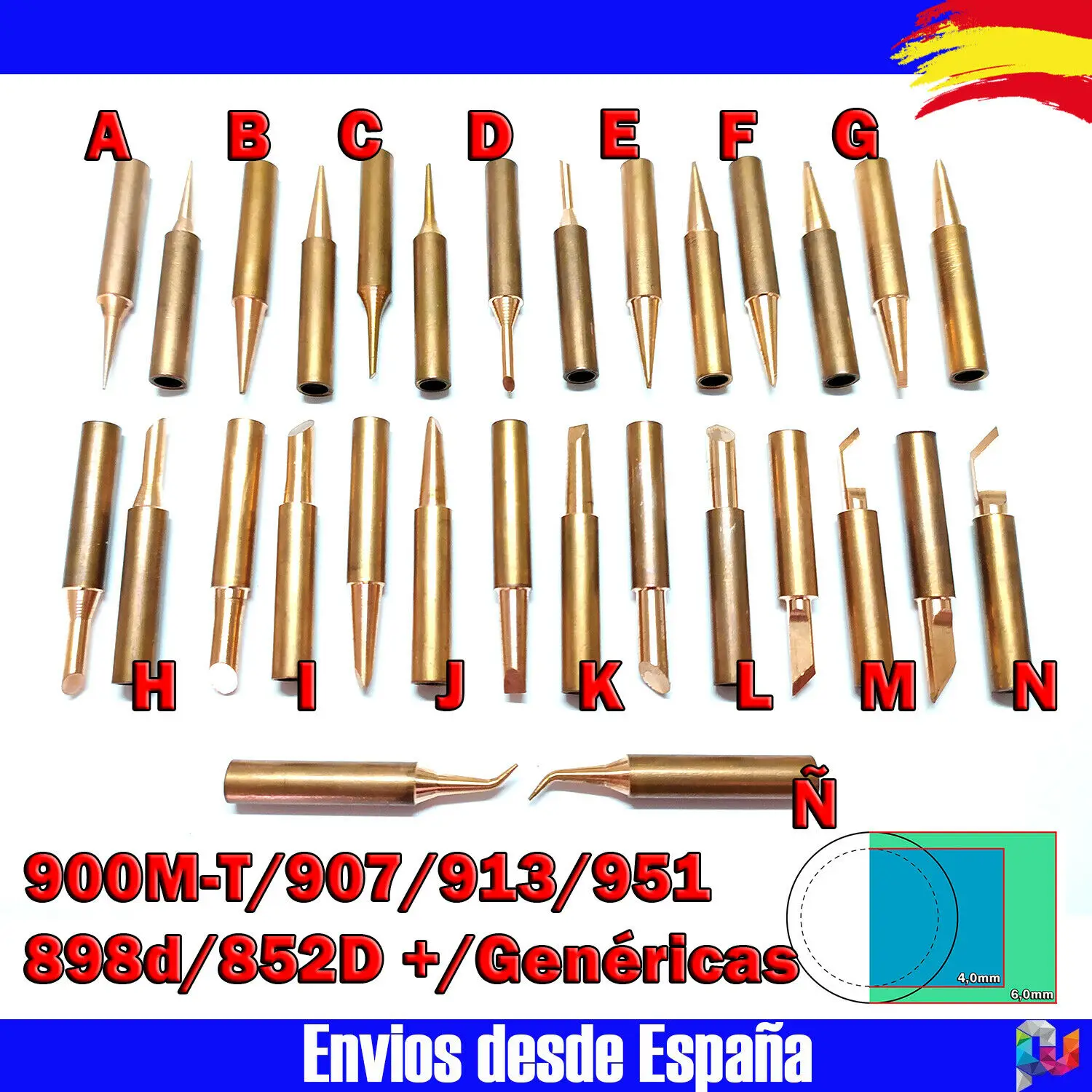 Puntas Soldador 10 Uds 900M Punta De Soldadura De Hierro 936 937, 907 Hierro Eléctrico Punta Soldador - Foto 11