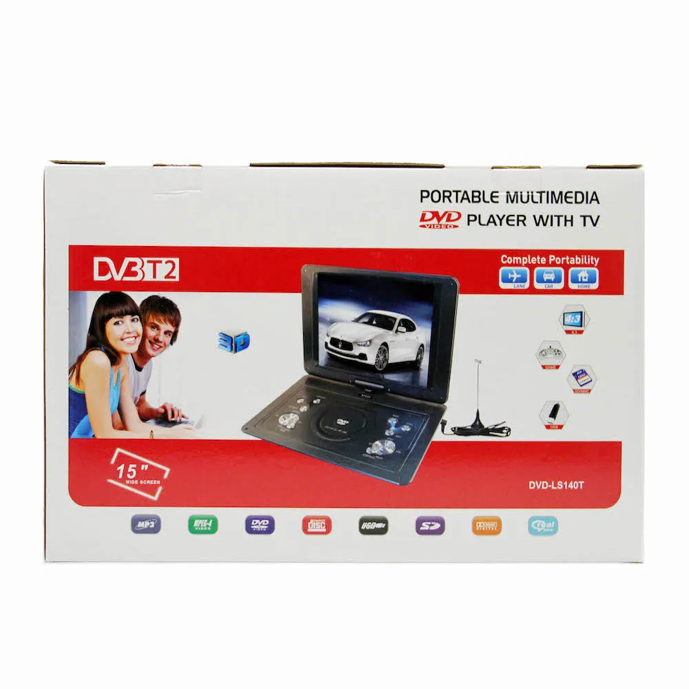 DVD плеер портативный с цифровом тюнером DVB-T2 поворотный экран 15" Eplutus LS-140T