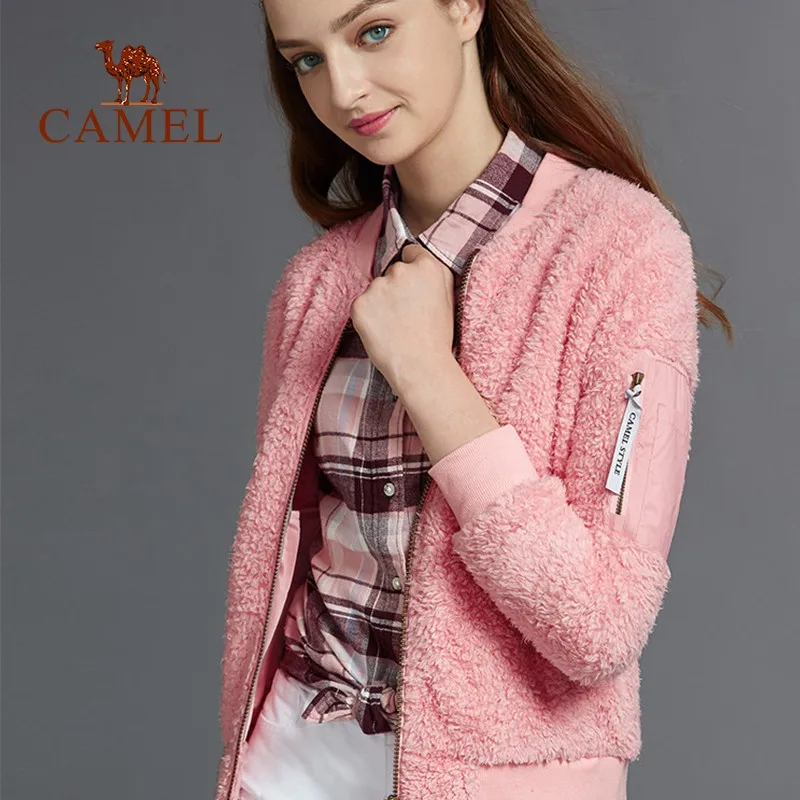 CAMEL женская уличная флисовая походная куртка зимняя ветрозащитная Толстая теплая куртка повседневная мягкая куртка на молнии для кемпинга - Цвет: A8W173302-Pink