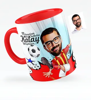 

Personalized Mr Football Player Yellow Red Caricature Of Red Mug Cup-1