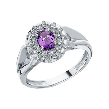 

Silver ring with amethyst and cubic zirconia sunlight sample 925