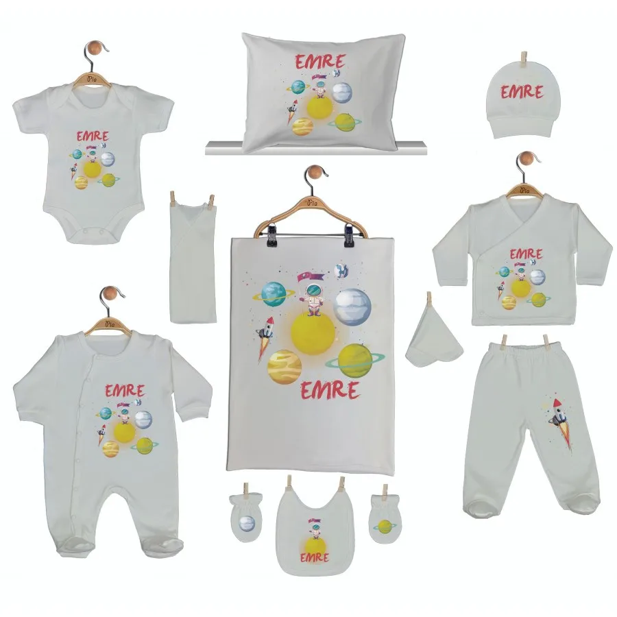 

Hospital outfit baby boy gift 12 Pieces Cotton specific to name Jumpsuit Set Newborn Baby Gift